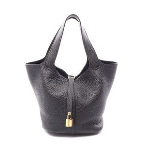 Elegant Minimalist Black Bucket Bag Small with Bag Pendant Pegasus .